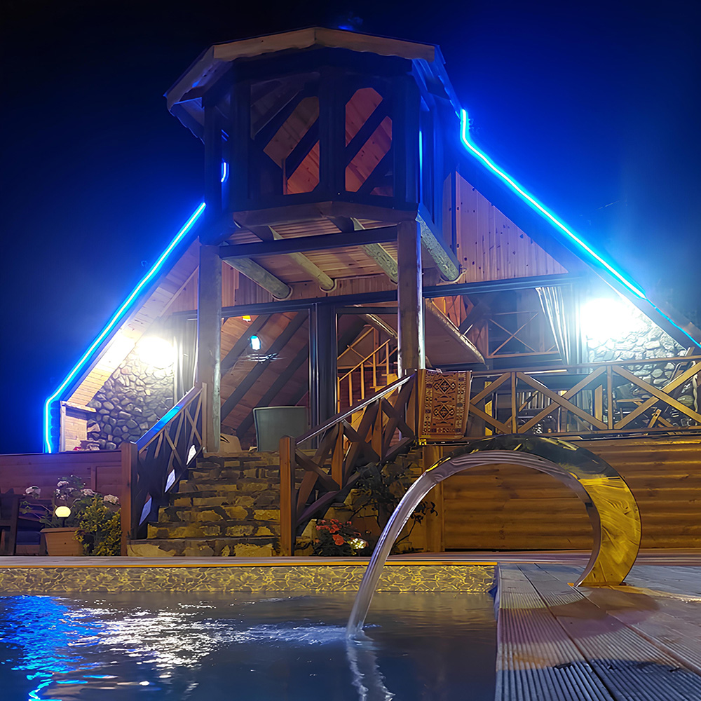 Günbatımı Dağ Evi Gece Fotoğrafı